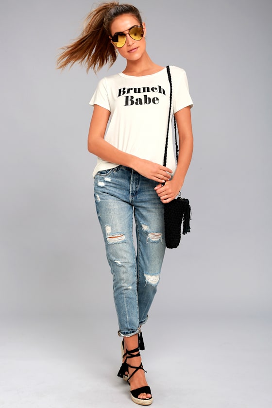 Brunch Babe White Tee 1