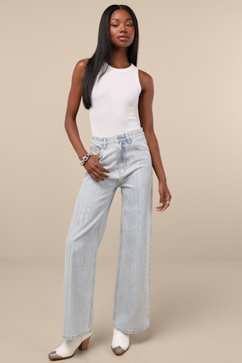 Danice Light Wash Denim Rhinestone Straight Leg Jeans 2