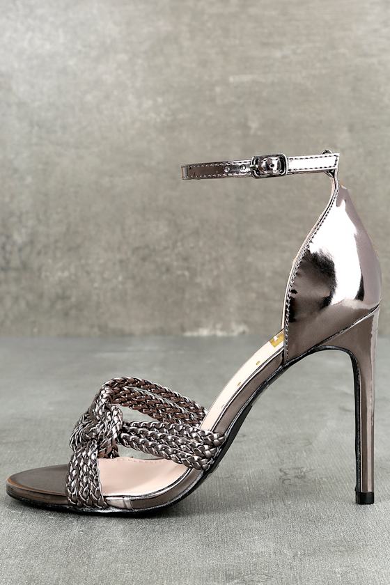 Aerilyn Pewter Ankle Strap Heels 1