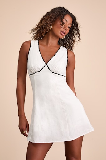Arelie White Rickrack Sleeveless Mini Dress 1