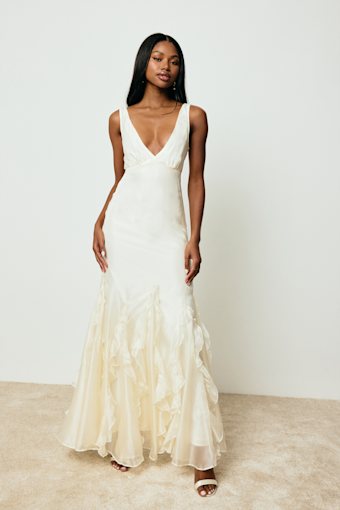 Deluca Ivory Sleeveless Ruffled Maxi Dress 2