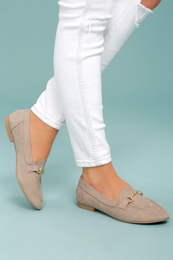 Classic Loafer Slides Taupe Loafers Vegan Suede Loafers Lulus