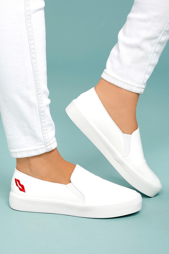 white slip on trainer womens