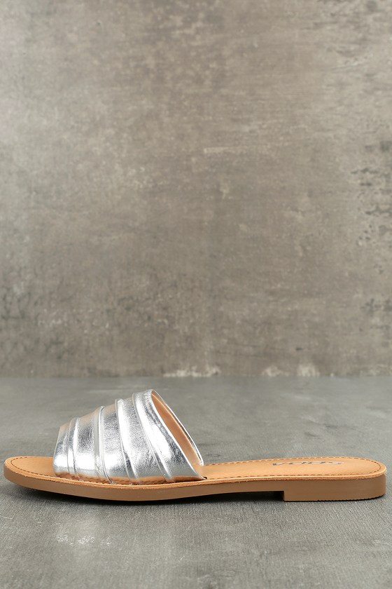 Zola Silver Slide Sandals