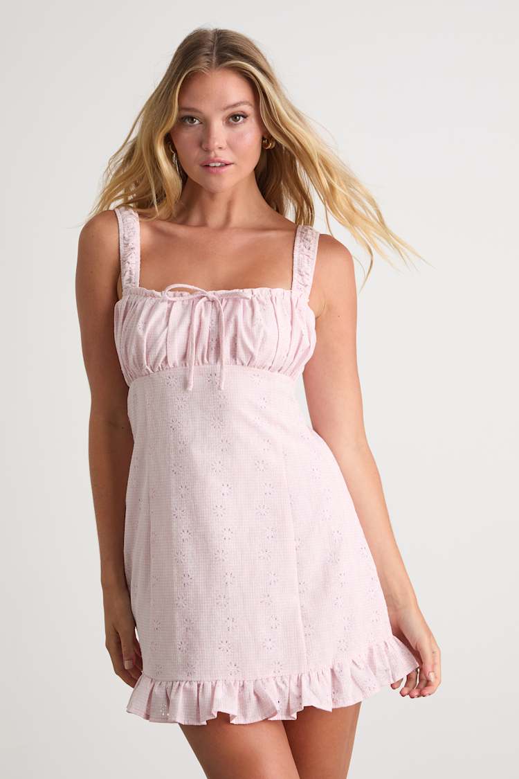 Naina Light Pink Embroidered Sleeveless Mini Dress