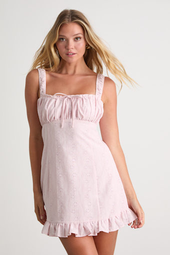 Naina Light Pink Embroidered Sleeveless Mini Dress 1