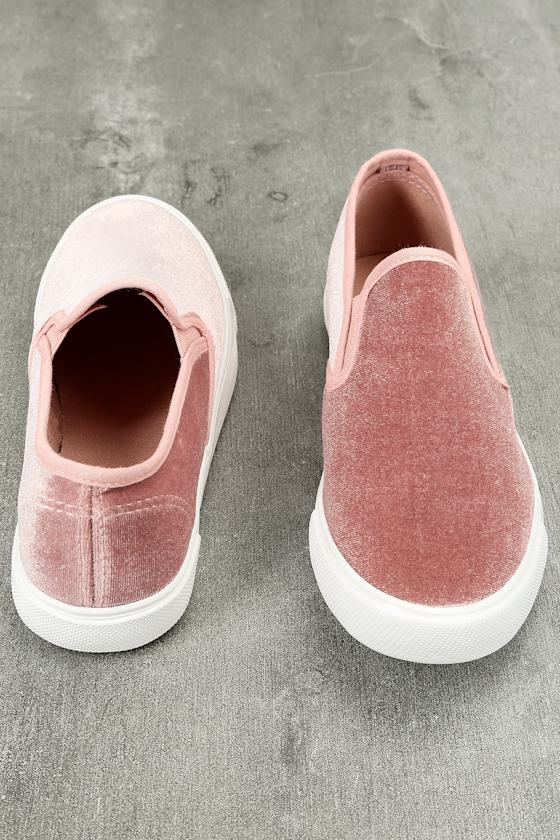 blush colored slip on sneakers