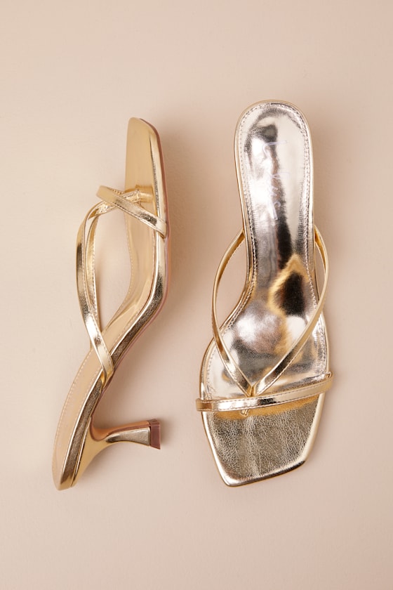 Jayson Gold Kitten Heel Strappy Thong Sandals 3