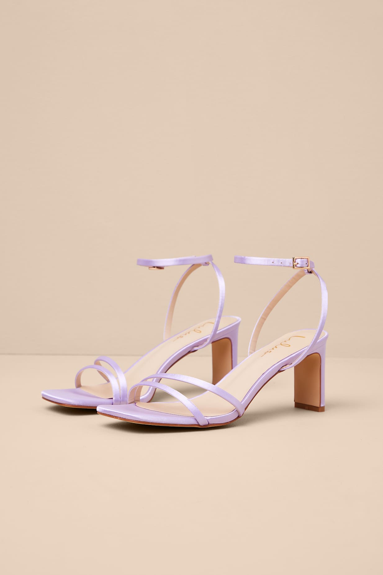 Loxley Lilac Satin Ankle Strap High Heel Sandals