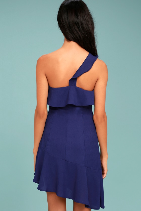 one shoulder royal blue