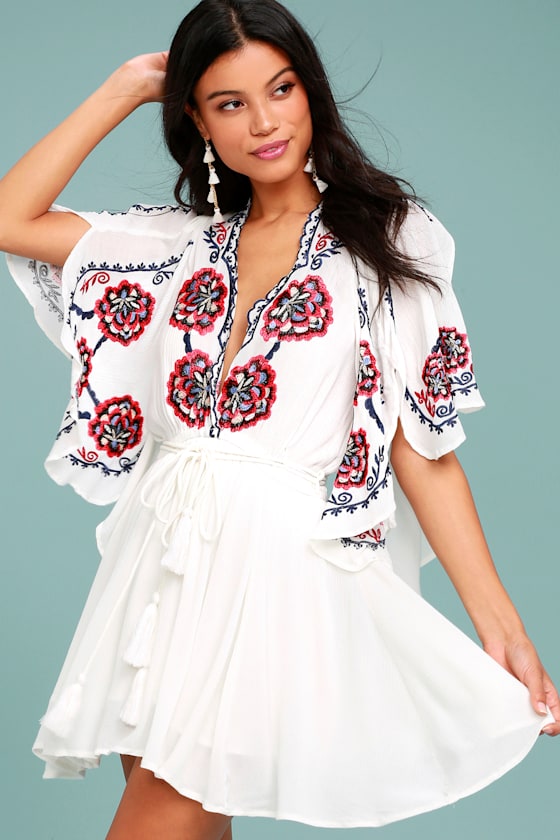 Free People Cora White Embroidered Dress 2