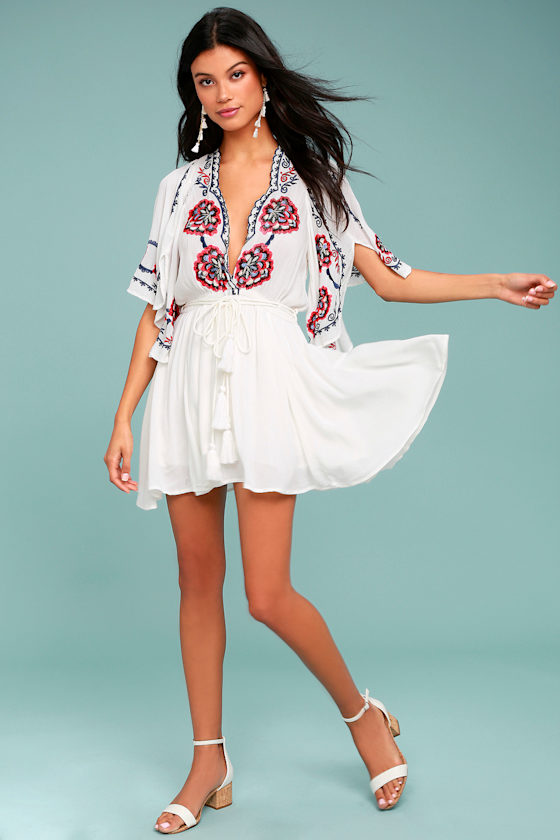 Free People Cora White Embroidered Dress 1