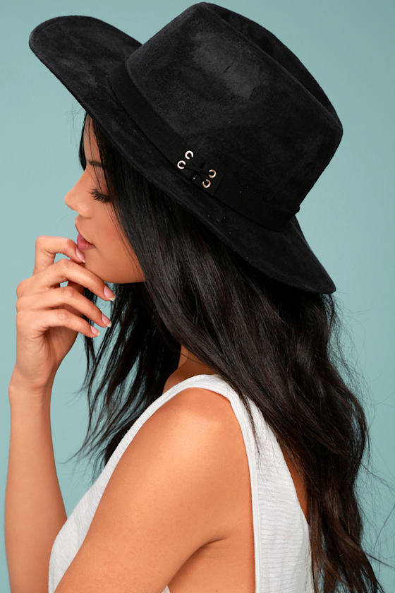 Top It Off Black Suede Fedora Hat 2