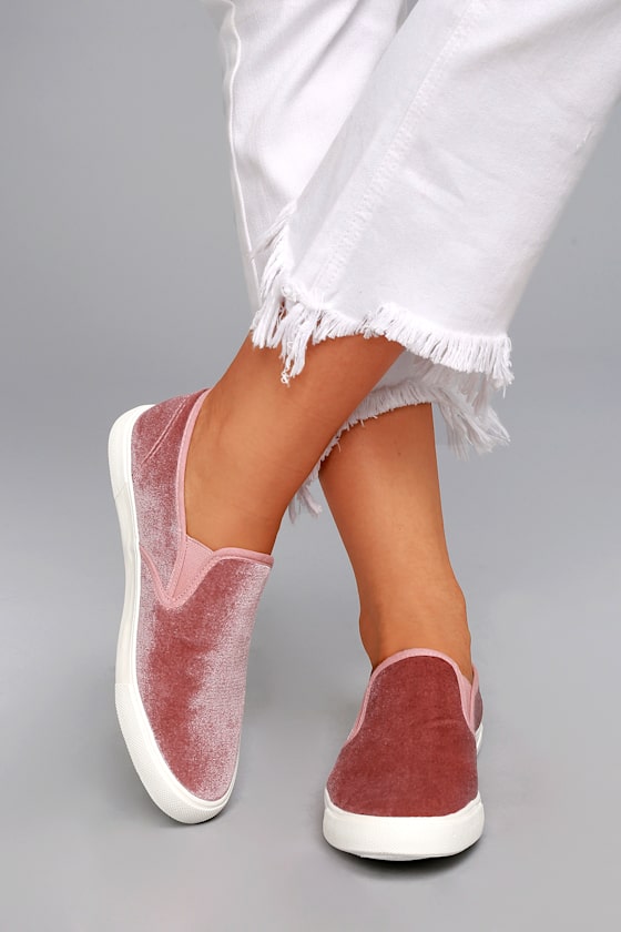 blush colored slip on sneakers