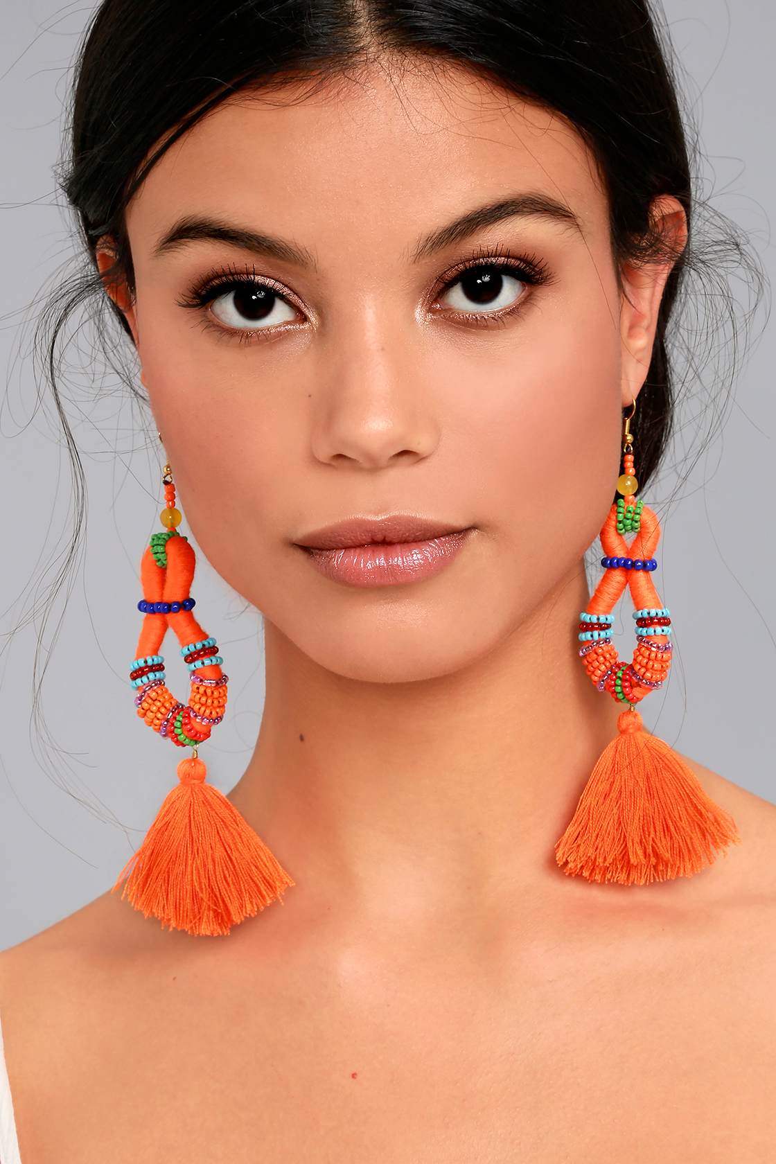 Fun Orange Earrings Tassel Earrings Beaded Earrings Lulus