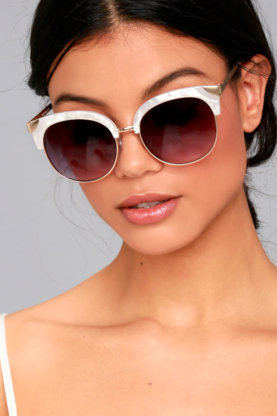 Chic White Sunglasses CatEye Sunglasses OnTrend Sunglasses 18.00 Lulus