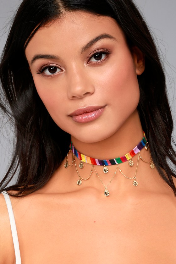 Ettika Crowd Surf Choker - Gold Choker - Rainbow Choker - $40.00 - Lulus