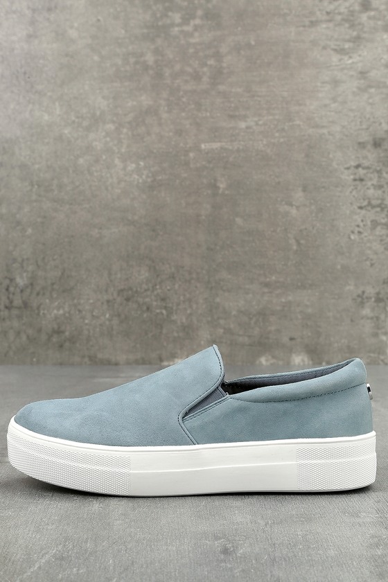 light blue slip on sneakers