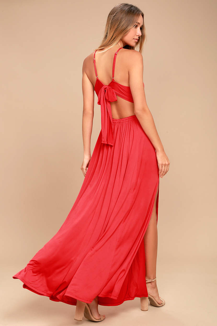 fitted lace wedding dress Nicky Open Back Dress Coral S main image 0