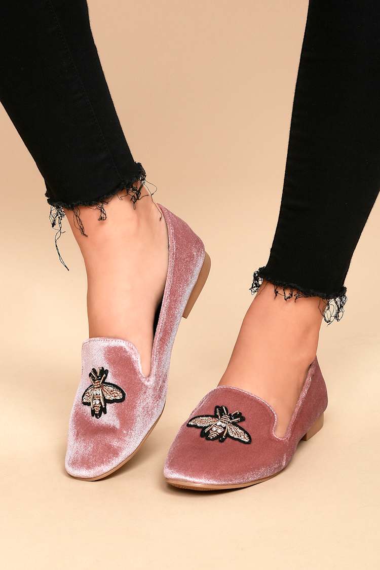 Velvet Loafers Bees Mens Velvet Loafers Bee Crown Embroidered