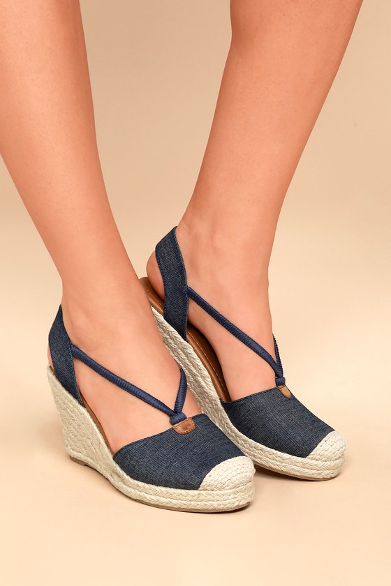 blue denim espadrilles