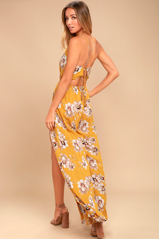 Going to the Garden Yellow Floral Print Jumpsuit 2