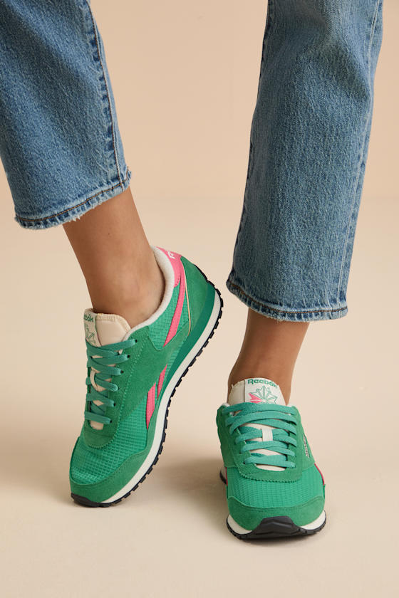 Classic AZ Upgrade Green and Passion Pink Suede Leather Sneakers 1