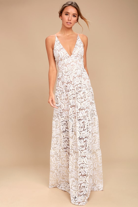 lulus flynn white lace maxi dress