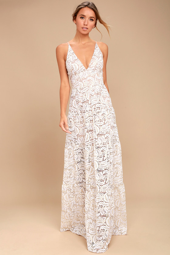 Dress the Population Melina White Lace Maxi Dress 1