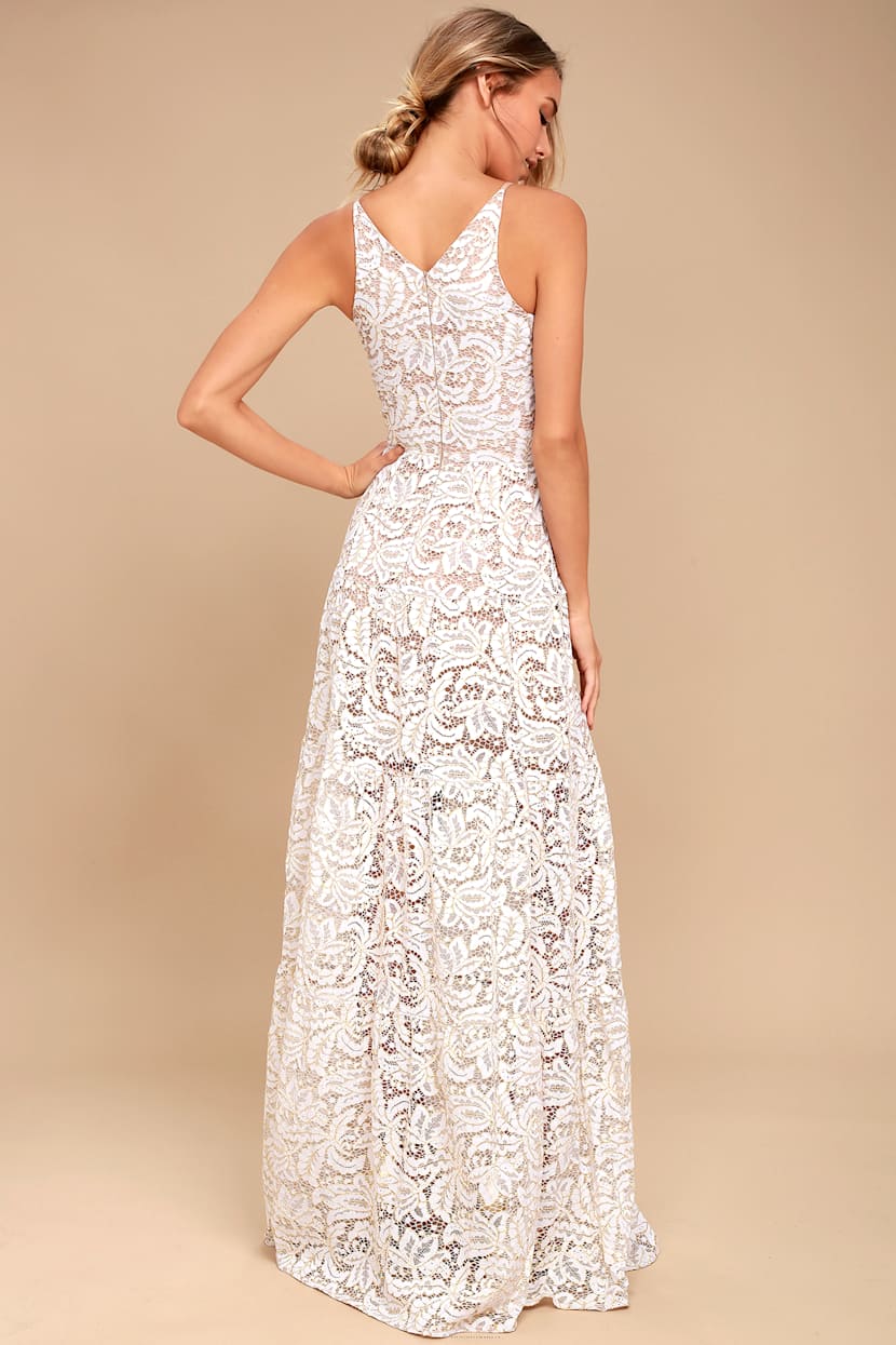 Dress the Population Melina - White Lace Dress - Maxi Dress - Lulus