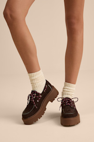 Caden Dark Brown Suede Lace-Up Platform Loafers 1