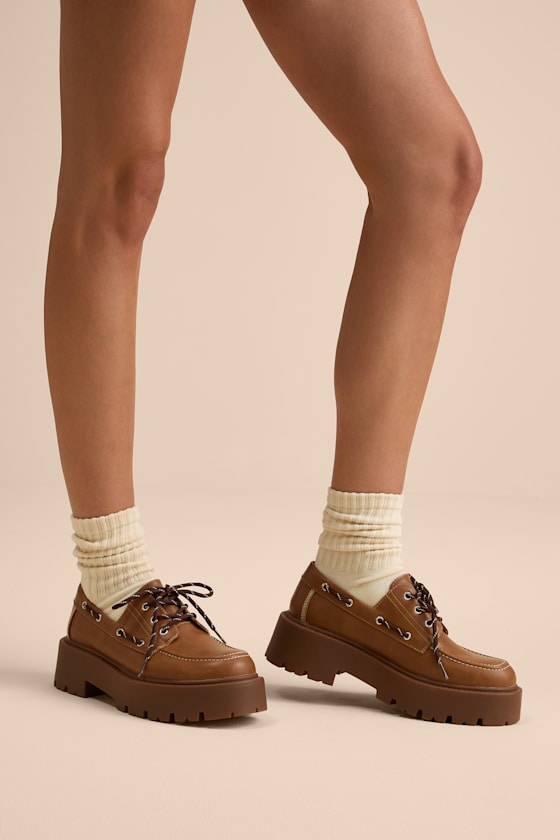 Madden Girl Caden - Tan Faux Leather Loafers - Platform Loafers