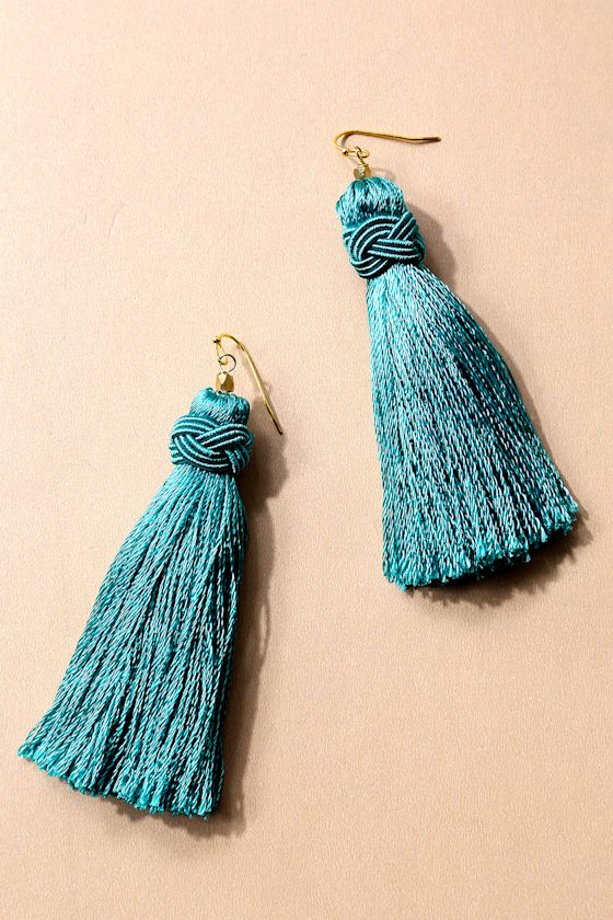 Trendy Tassel Earrings Blue Earrings Simple Earrings Lulus