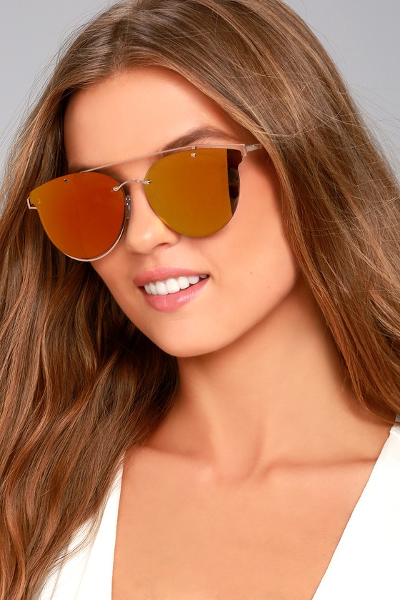 Super Powers Gold and Orange Mirrored Sunglasses