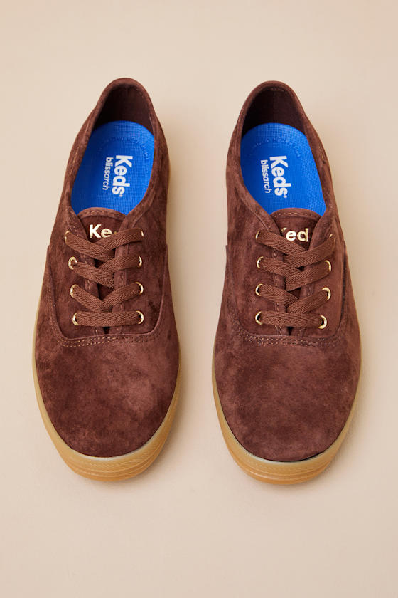 Keds Champion Luxe - Brown Suede Sneakers - Lace-Up Sneakers - Lulus