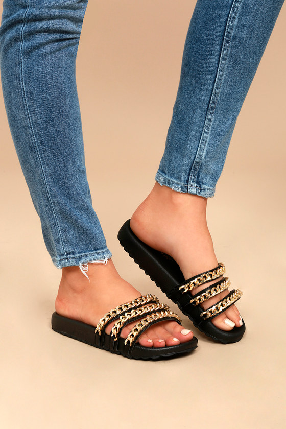 chain slide sandals