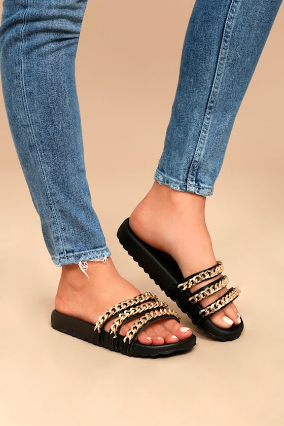 Dee Black Slide Sandals 4