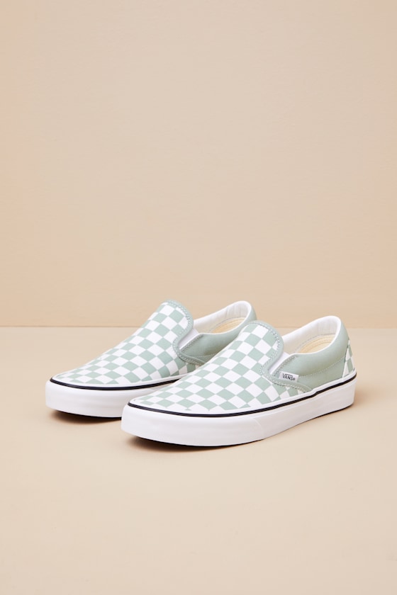 Classic Desert Sage Checkerboard Slip-On Sneakers 2