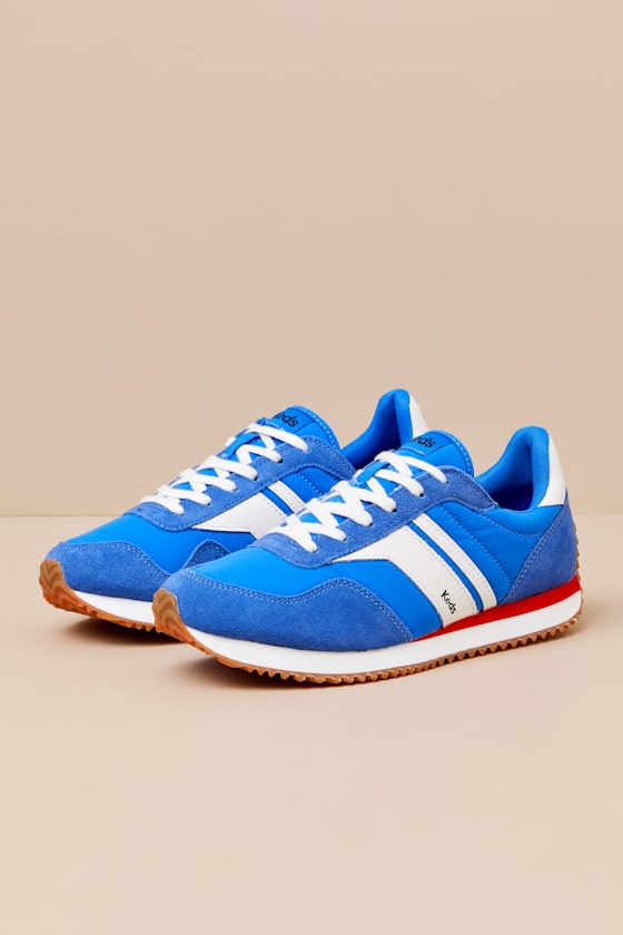 Rena Blue Color Block Suede Leather Lace-Up Sneakers 1