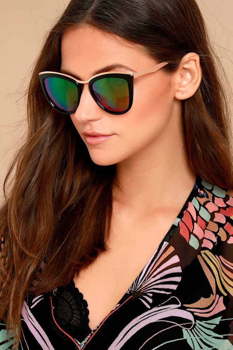 Chic Black Sunglasses with Pink Accents Black Thick Hipster Rectangle Tinted Sunglasses with Pink  main image 4