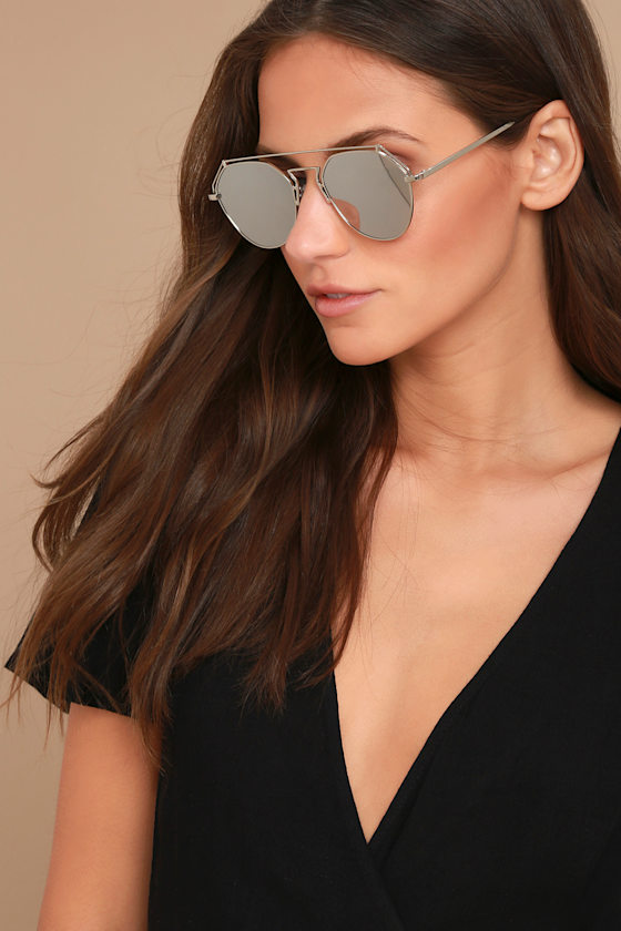 YHF Los Angeles Stephanie Silver Mirrored Sunglasses Lulus