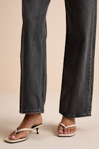 Massima Bone Croc-Embrossed Thong Kitten Heel Sandals 1