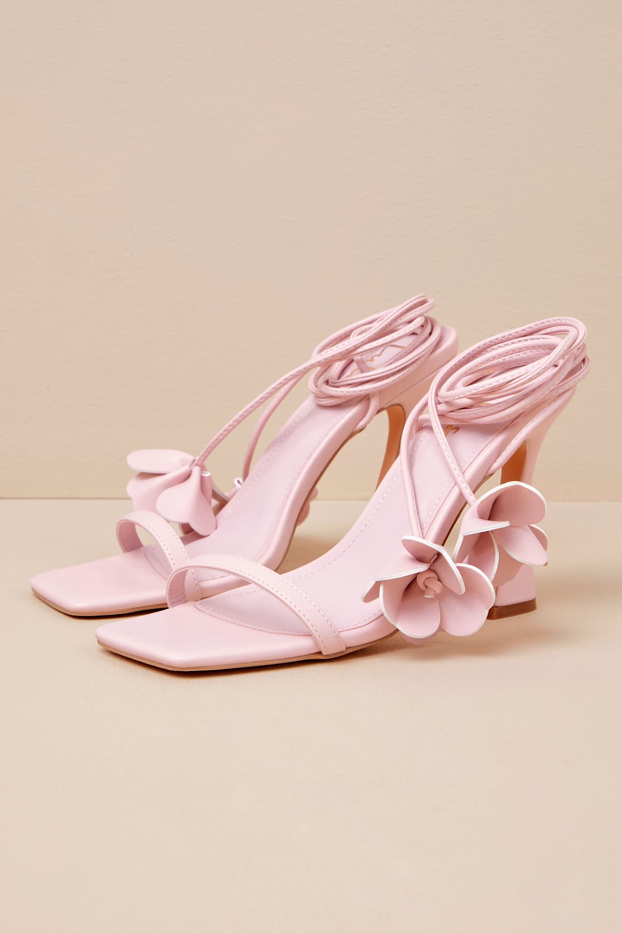Esidore Baby Pink Lace-Up High Heel Sandals