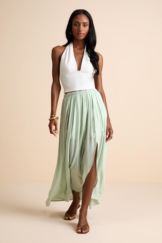 If You Pleats Mint Pleated Maxi Skirt 2