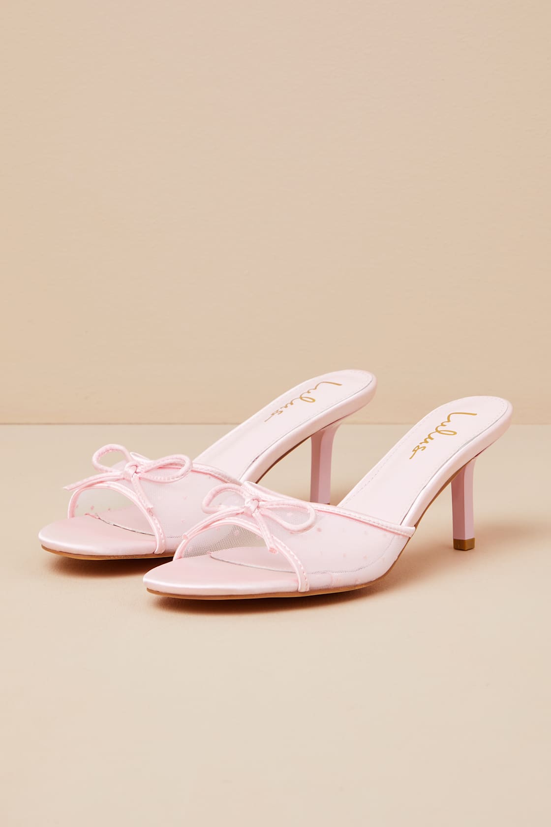 Pamina Pink Satin Bow Slide High Heel Sandals