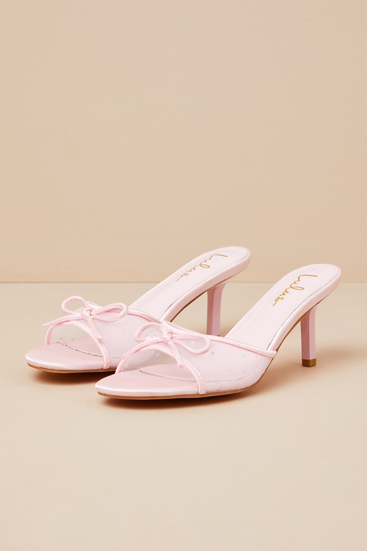 Pamina Pink Satin Bow Slide High Heel Sandals