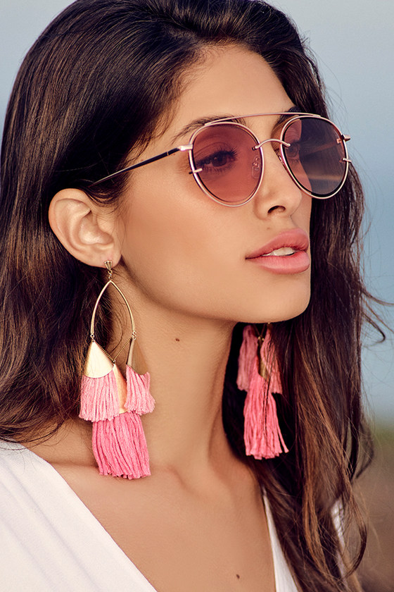 Destiny Around You Hot Pink and Gold Earrings