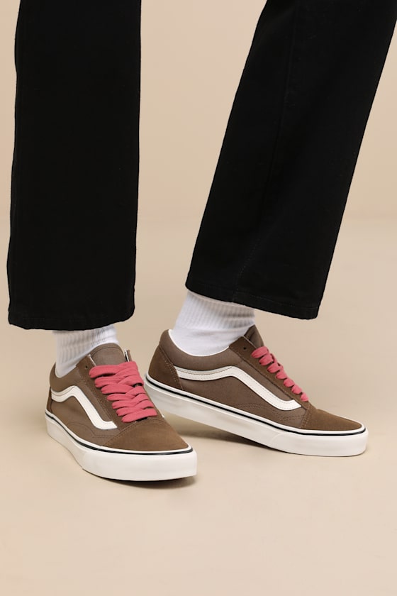 Vans Old Skool Pop Brown/Pink - Suede Leather Sneakers - Sneakers - Image 3