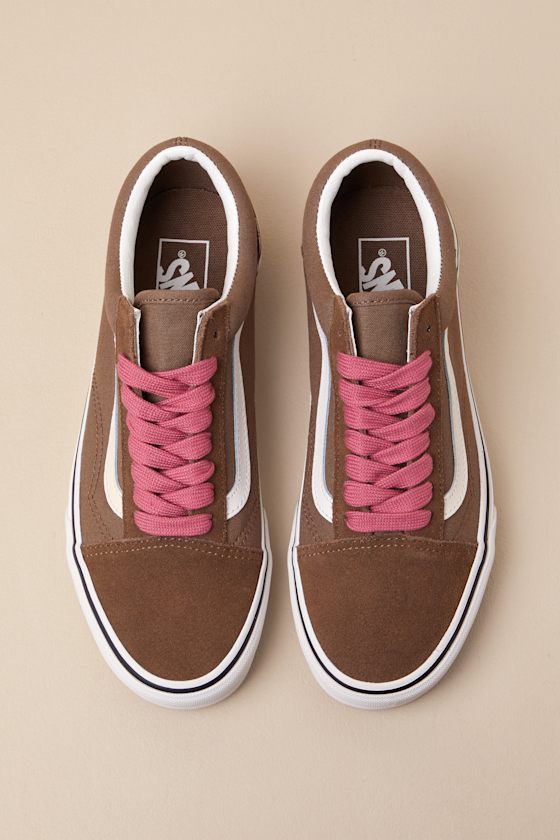 Vans Old Skool Pop Brown/Pink - Suede Leather Sneakers - Sneakers - Image 4