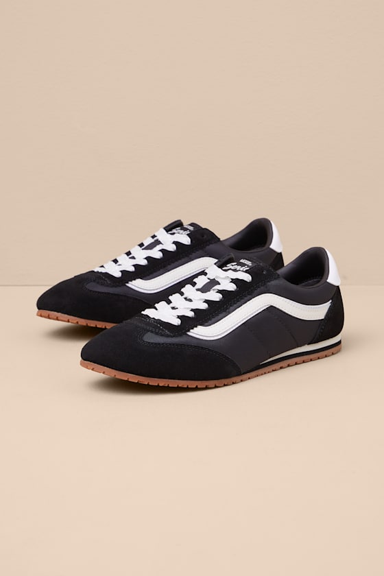 Super Lowpro Black and White Suede Leather Sneakers 1